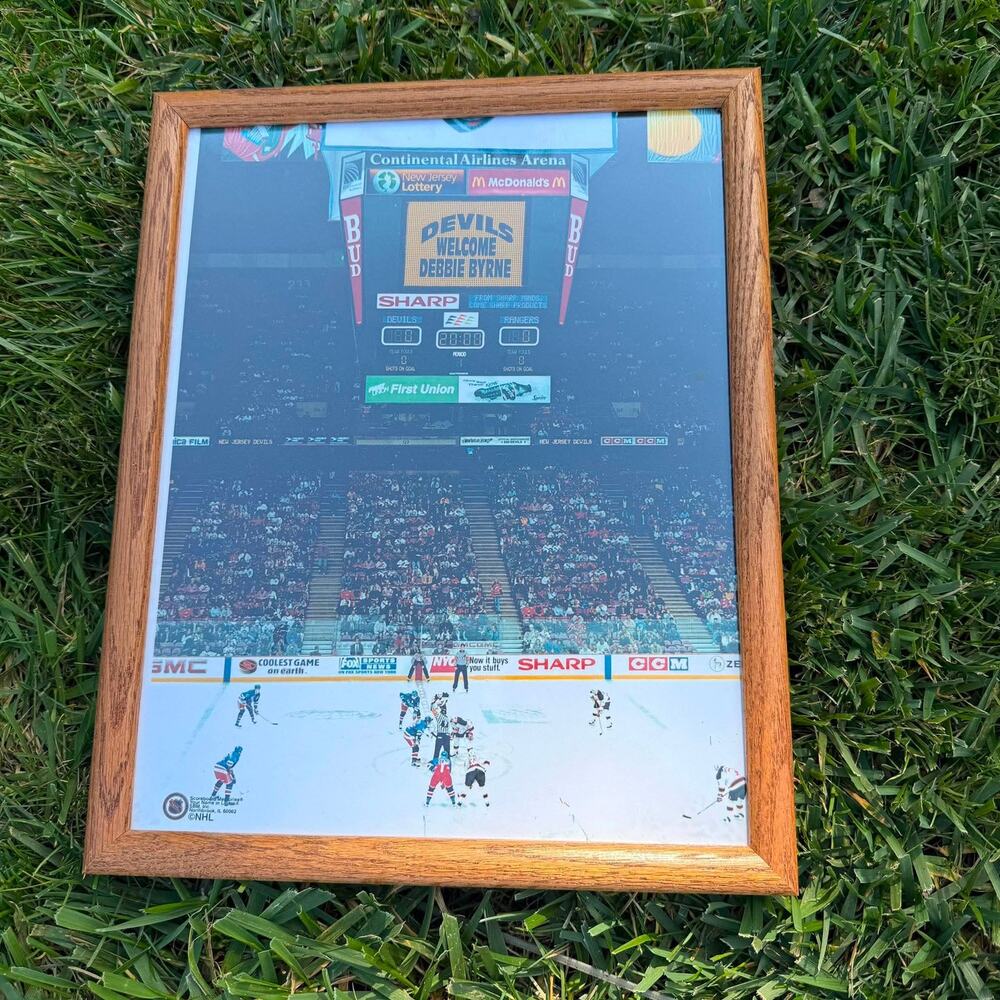 Vintage NJ Devils vs NY Rangers Framed Photo Continental Airlines Arena 12x12